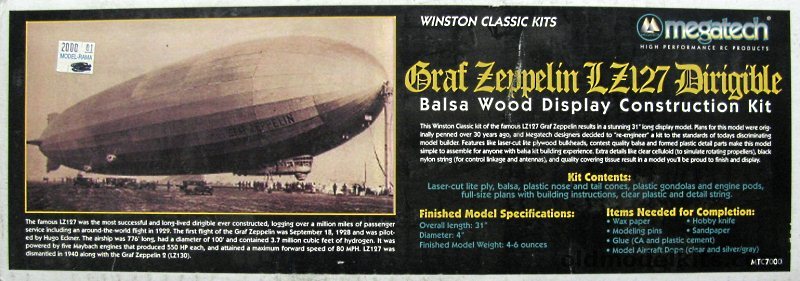 Megatech 1/300 LZ-127 (LZ127) Graf Zeppelin - 31 inch long Wooden Kit, MTC7000 plastic model kit